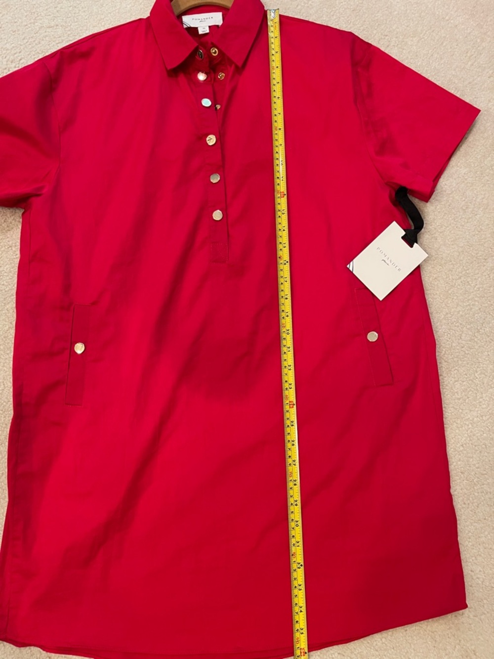 NWT Tuckernuck Pomander Place Red Short-Sleeve Button Polo Dress M - Picture 4 of 5